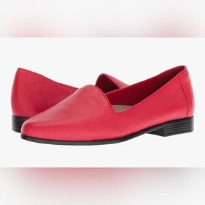Trotters Red Leather Womens Loafers 6 Wide